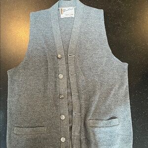 Brockport Gray Button Front Wool Vest
